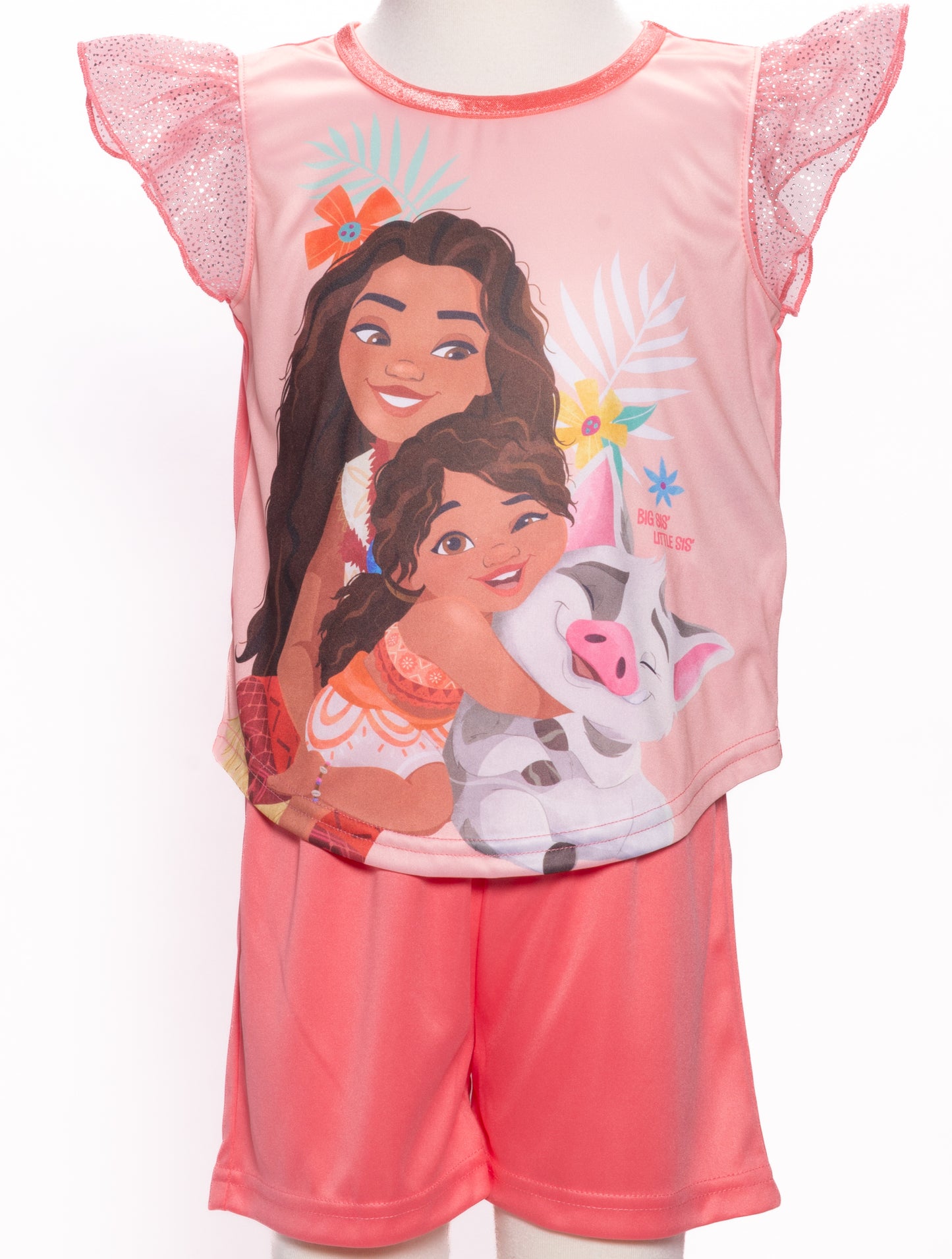 Disney Moana Toddler Girls 3-Piece Pajama Set – Short Sleeve Top, Long Pants and Shorts Character Sleepwear