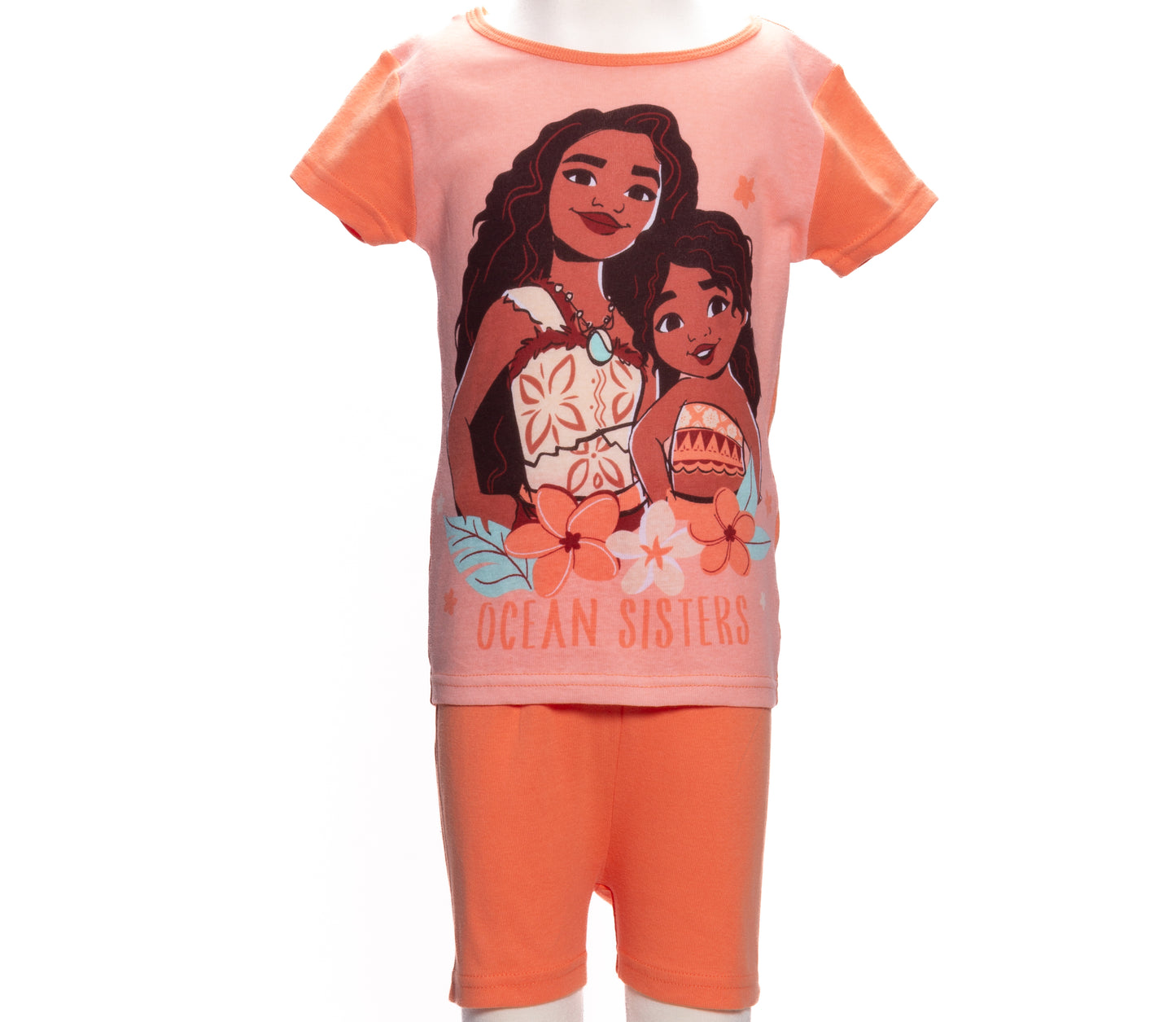 Disney Moana 2 Toddler Girls Ocean Sisters 4-Piece Pajama Set – Short Sleeve Tops, Shorts and Pants Sleepwear