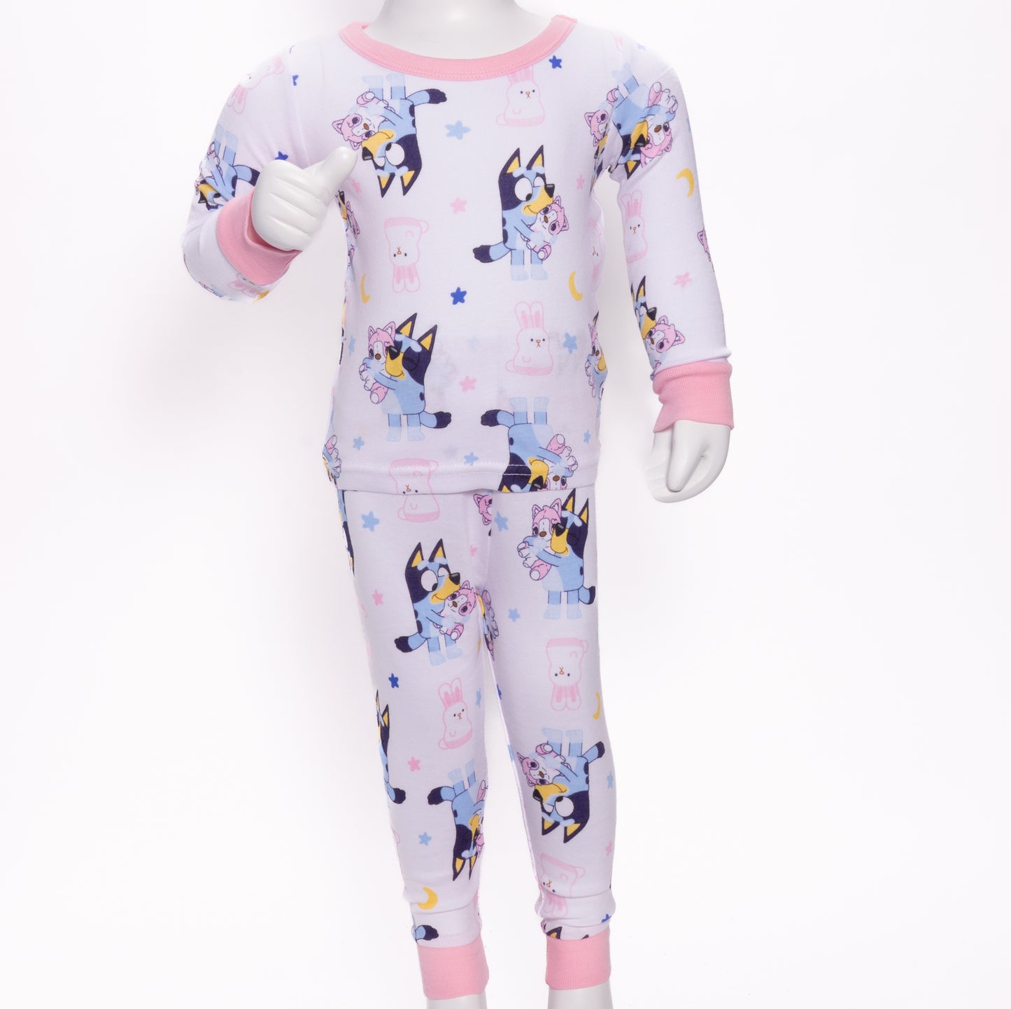 Bluey Toddler Girls 4-Piece Pajama Set Long Sleeve Tops and Pants Cotton Sleepwear