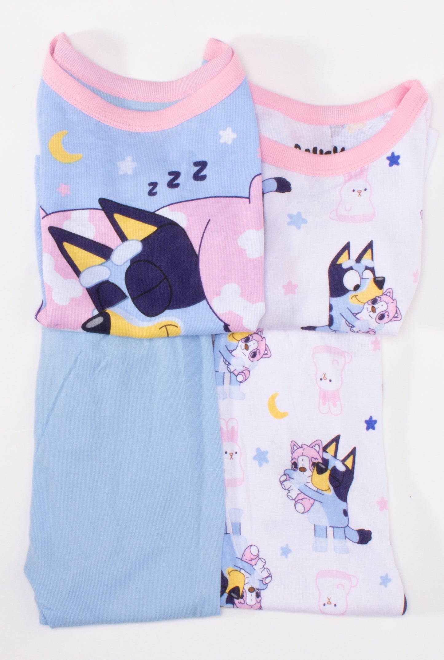 Bluey Toddler Girls 4-Piece Pajama Set Long Sleeve Tops and Pants Cotton Sleepwear