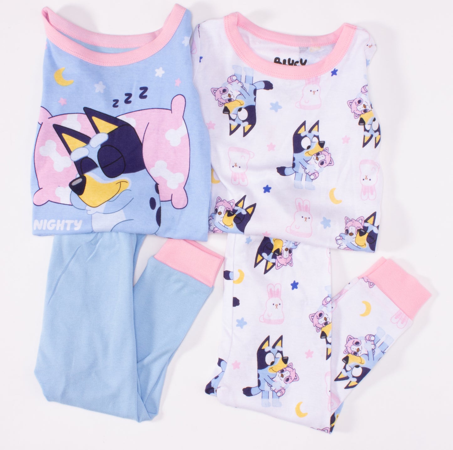 Bluey Toddler Girls 4-Piece Pajama Set Long Sleeve Tops and Pants Cotton Sleepwear