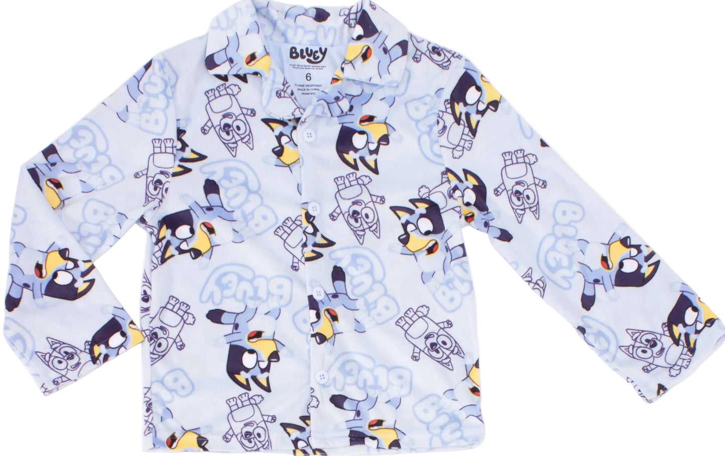 Bluey Toddler Boys Button-Up 2-Piece Pajama Set – Long Sleeve Shirt and Pants Sleepwear
