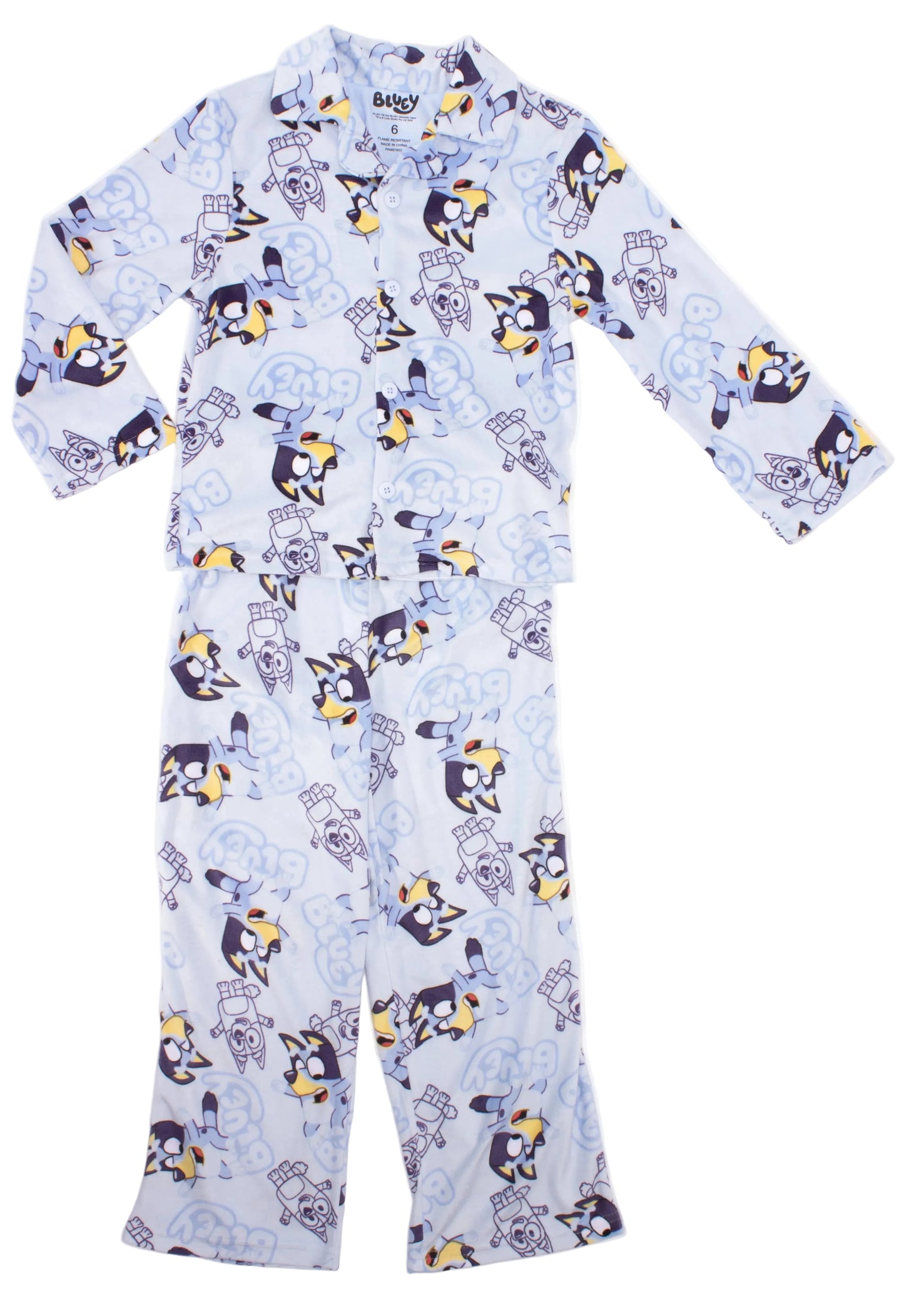 Bluey Toddler Boys Button-Up 2-Piece Pajama Set – Long Sleeve Shirt and Pants Sleepwear