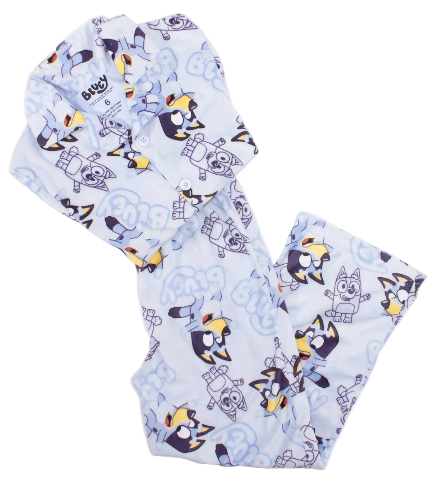 Bluey Toddler Boys Button-Up 2-Piece Pajama Set – Long Sleeve Shirt and Pants Sleepwear