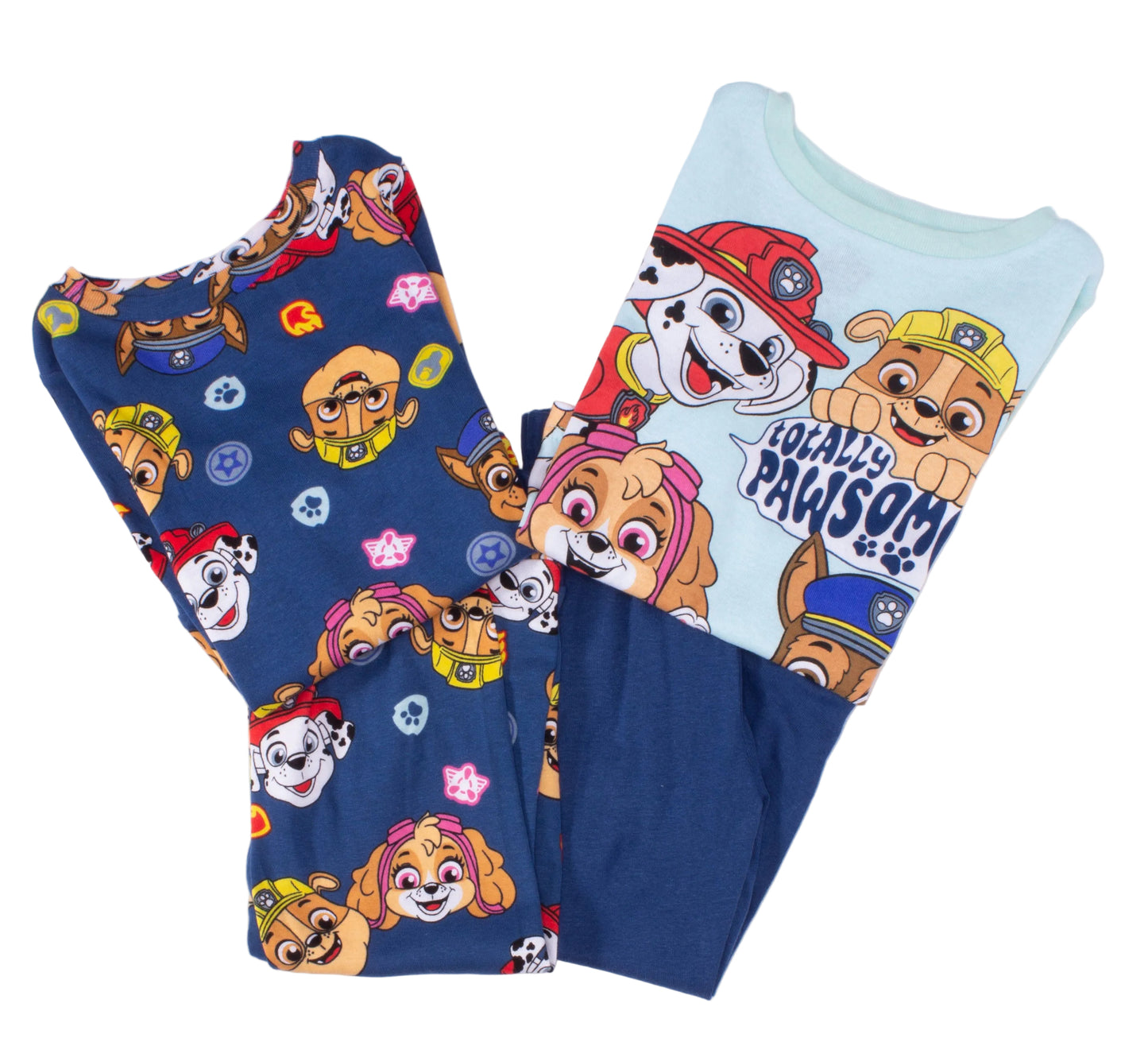 Paw Patrol Boys 4 Piece Pajama Set Long Sleeve Tops and Pants Toddler and Kids Character Sleepwear
