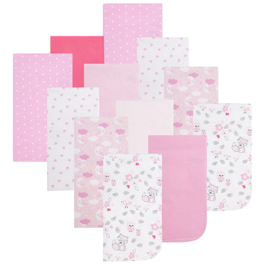 12 Pack Burp Cloths for Baby Girl