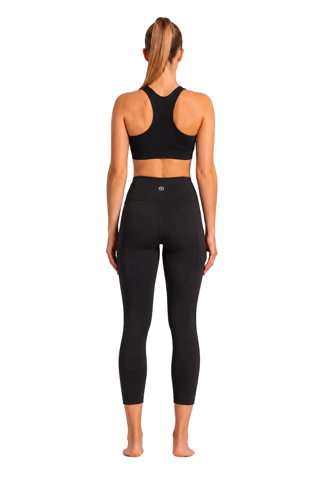 New York Laundry Women's 7/8 High-Waisted Leggings with Side Pockets, Jet Black