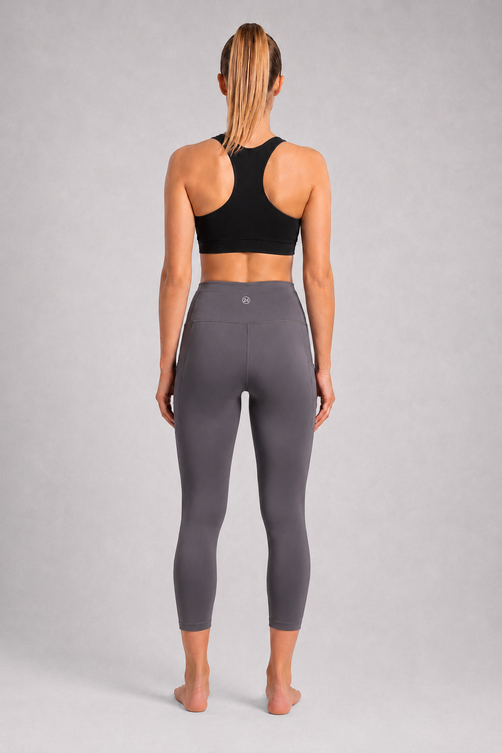 New York Laundry Women's 7/8 High-Waisted Leggings with Side Pockets, Charcoal Grey