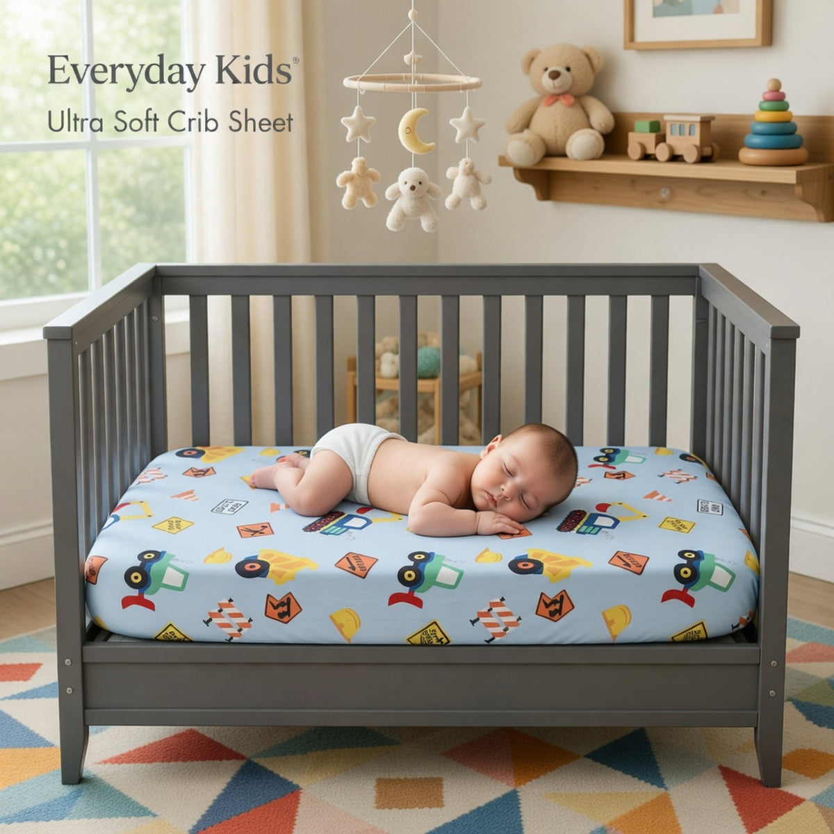 Under Construction Baby Boy Fitted Crib Sheet