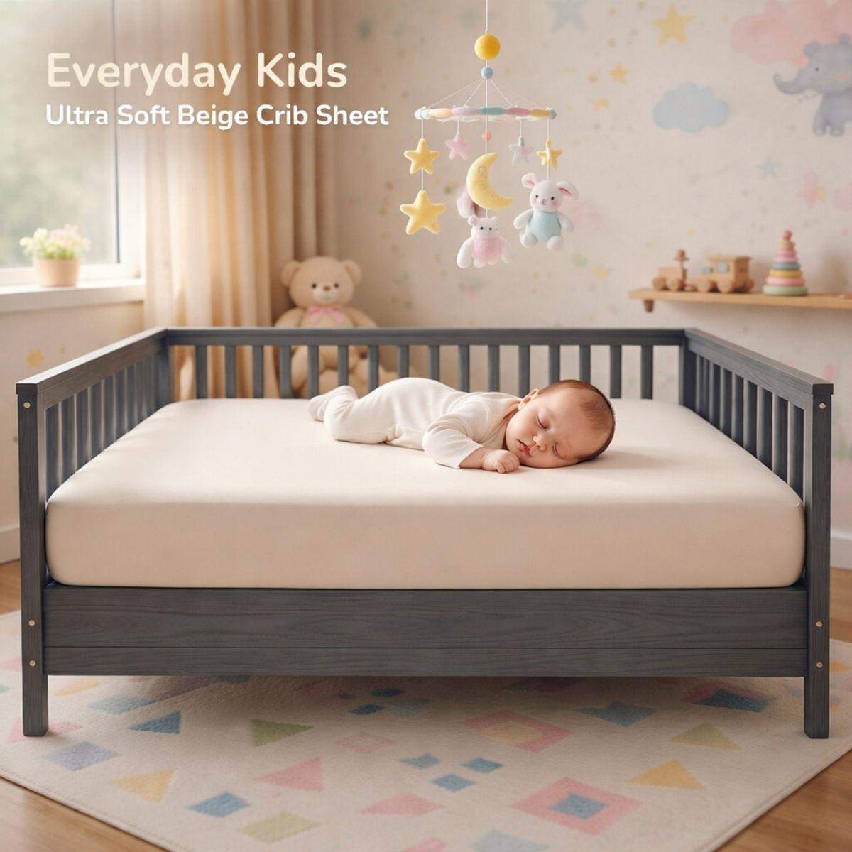 Beige Fitted Crib Sheet