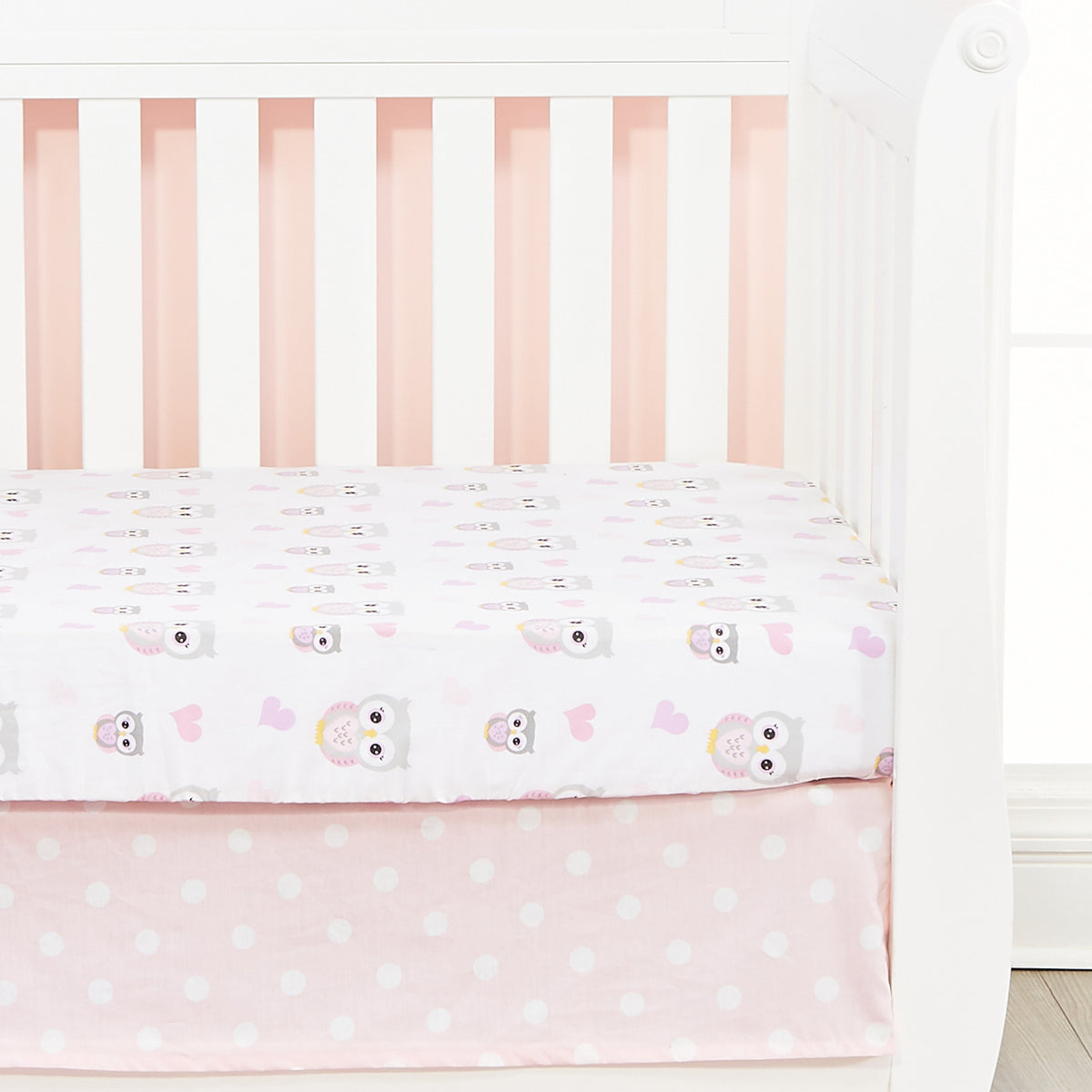 4 Piece Girls Crib Bedding Set - Woodland Owls