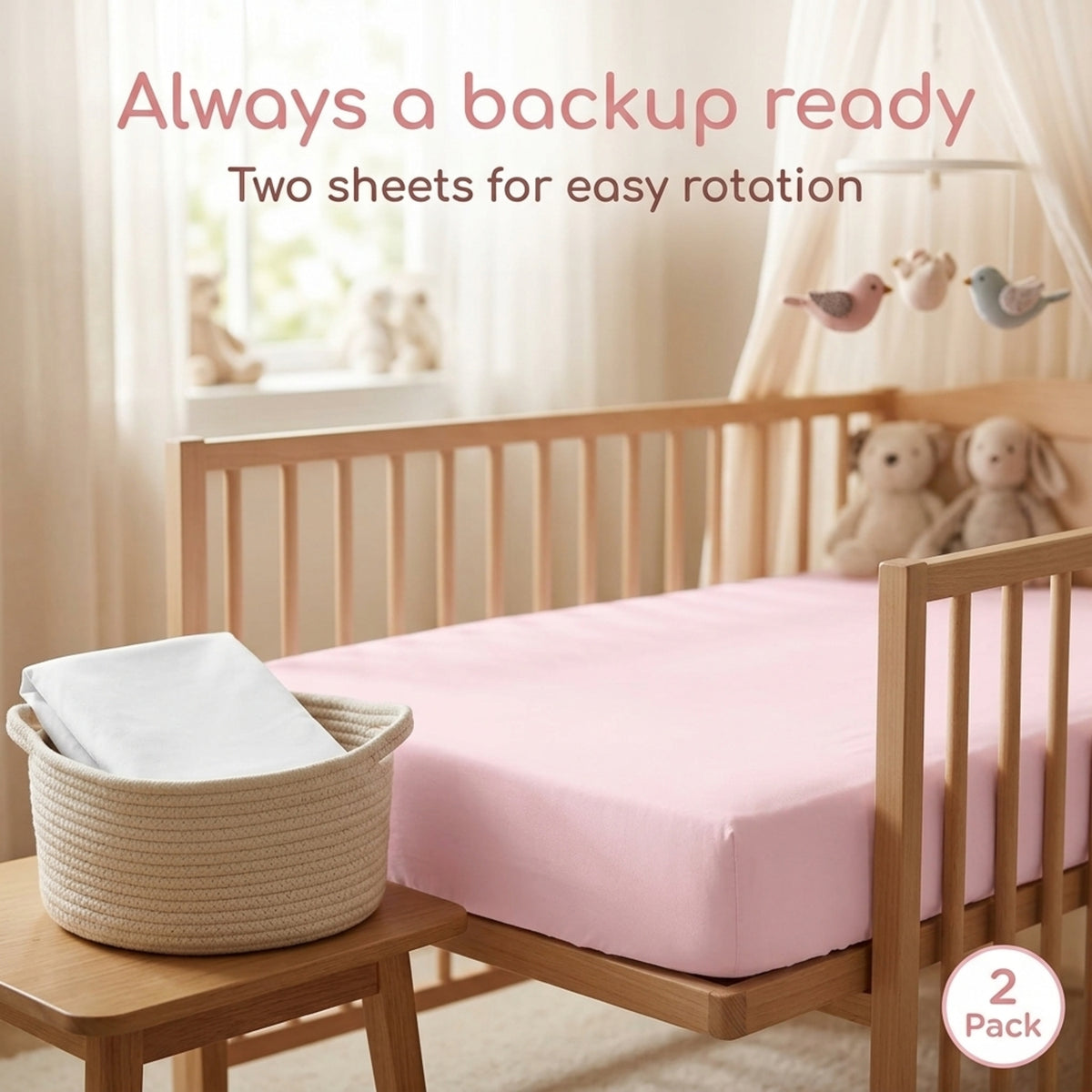 Pink/White 2-Pack Fitted Crib Sheets