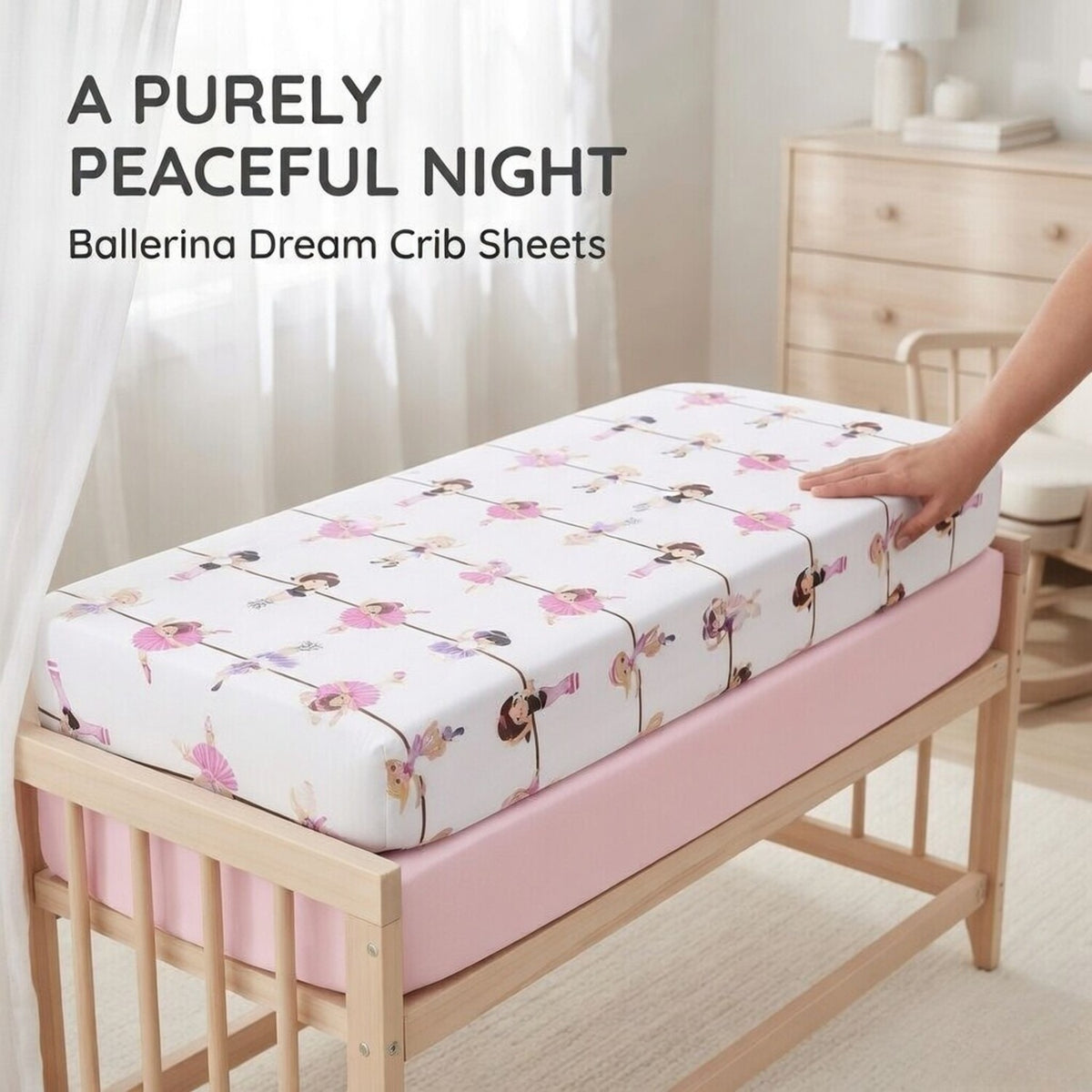 Ballerina/Pink 2-Pack Fitted Girls Crib Sheets