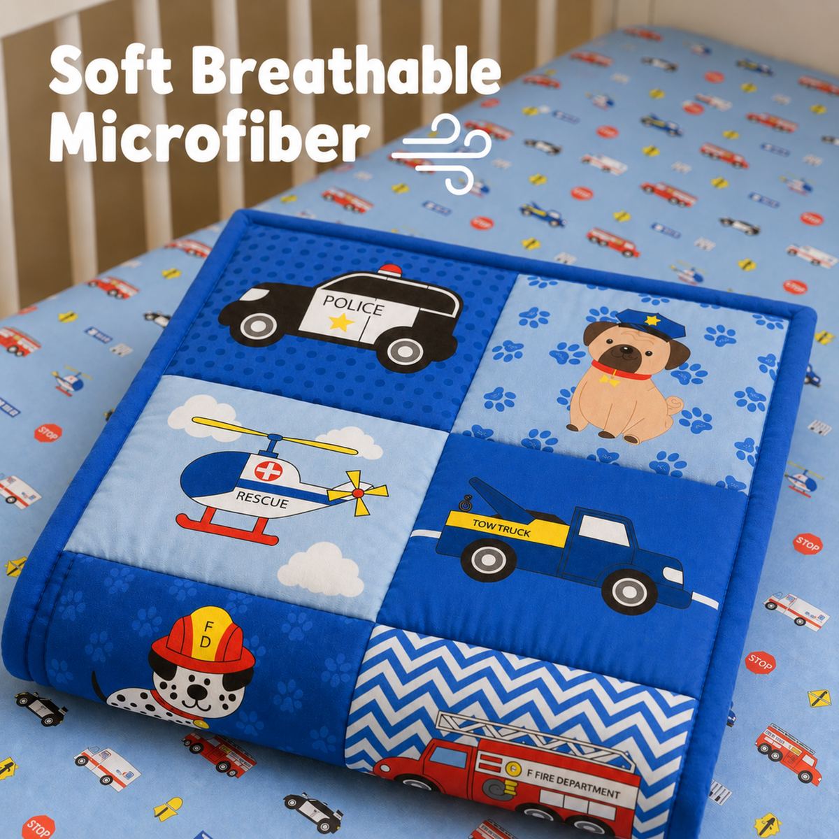 4 Piece Boys Crib Bedding Set - Little Rescuer