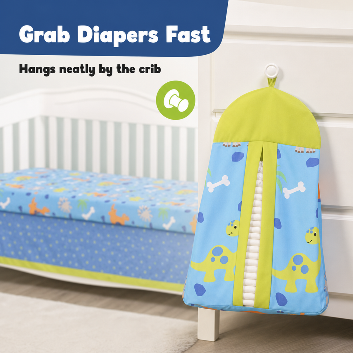 4 Piece Girls Crib Bedding Set - Dinosaurs