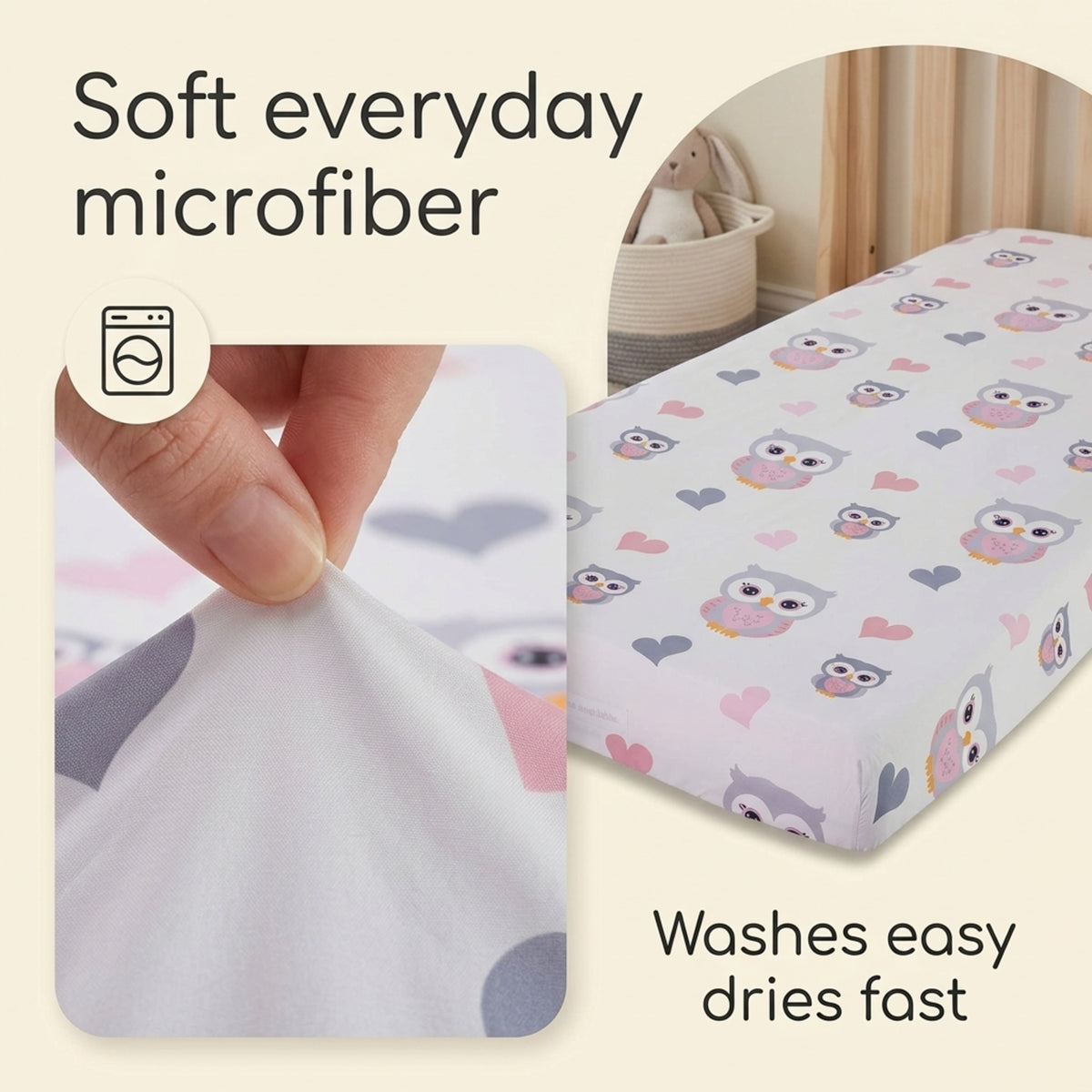 Baby Girl Fitted Crib Sheet Sweet Owls