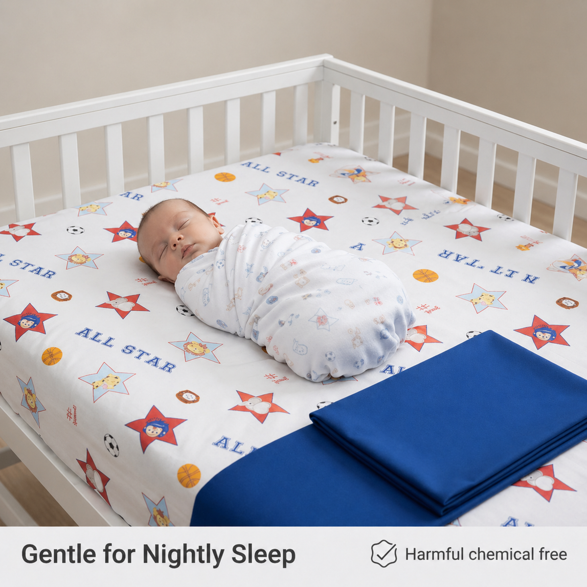 2 Pack Fitted Boys Crib Sheets - Jungle Sports/Blue