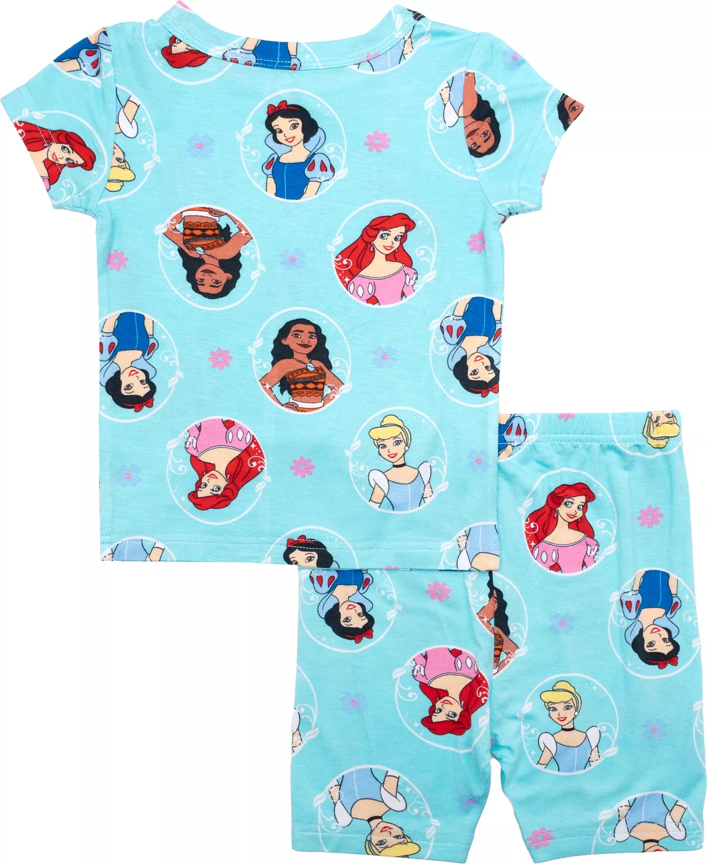 Disney Princess Girls Short Sleeve Pajama Set with Top and Pants – Soft Character Sleepwear for Kids