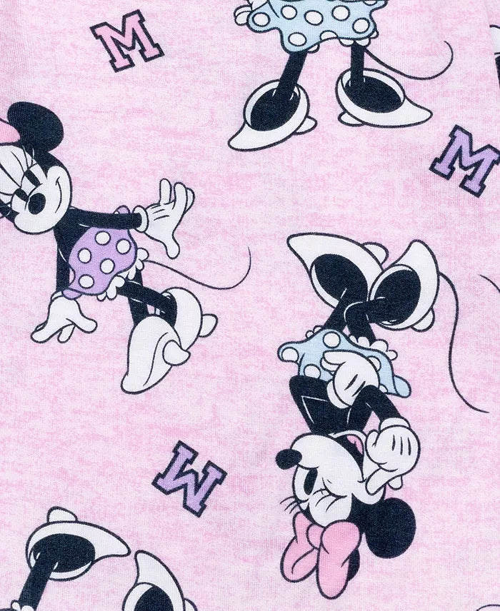 Disney Minnie Mouse 2-Piece Girls Long Sleeve Pajama Set with Top and Pants – Soft Pink Character Sleepwear for Kids