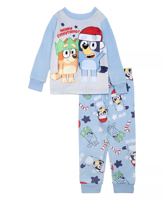 Bluey Toddler Boys Christmas 2-Piece Pajama Set – Long Sleeve Holiday Sleepwear with Printed Pants