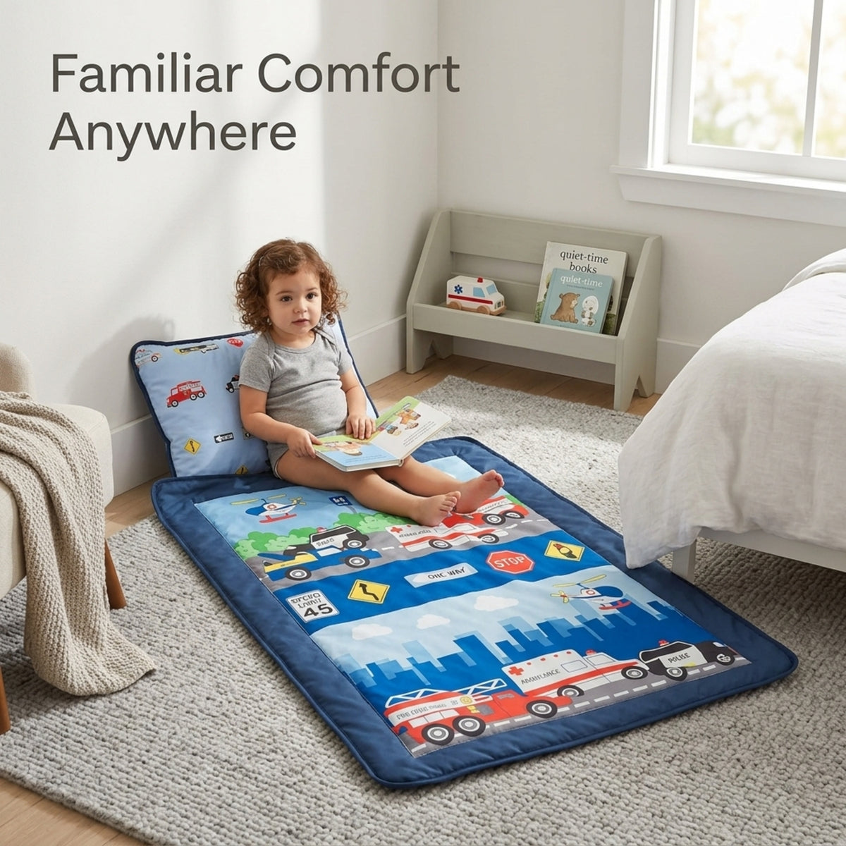 Fire Police Rescue Toddler Nap Mat with Pillow