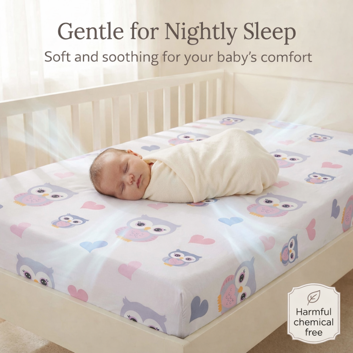 Baby Girl Fitted Crib Sheet Sweet Owls