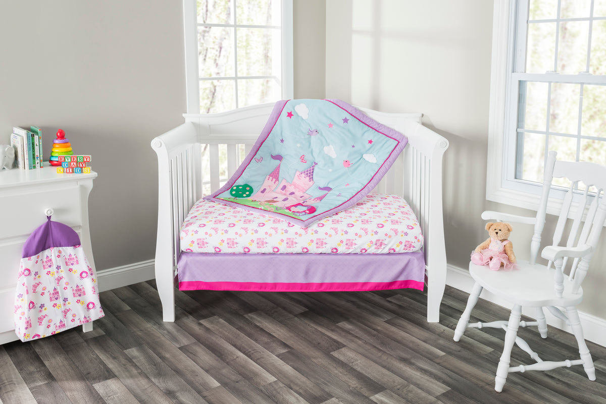 4 Piece Girls Crib Bedding Set -Princess Storyland