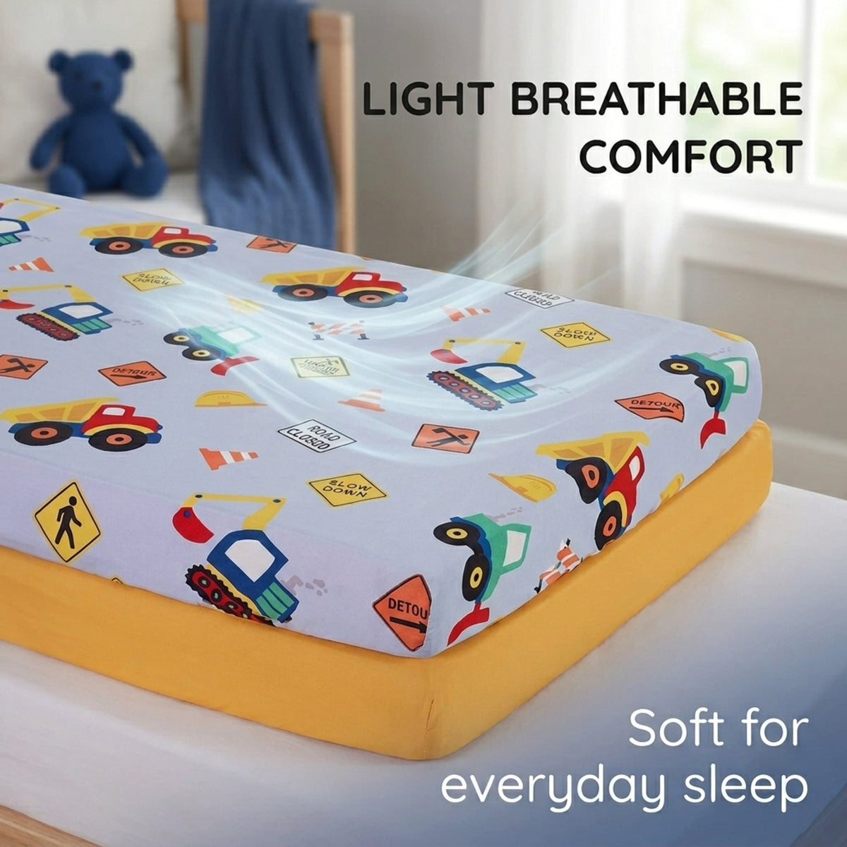 Under Construction 2-Pack Fitted Crib Sheet