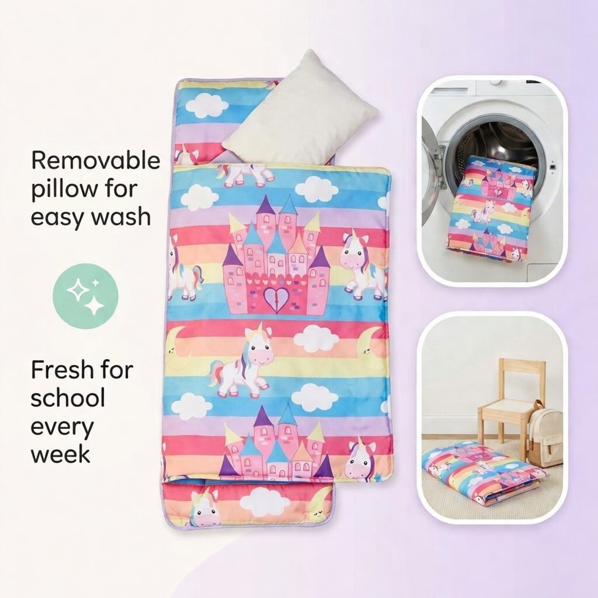 Unicorn Dreams Nap Mat with Pillow