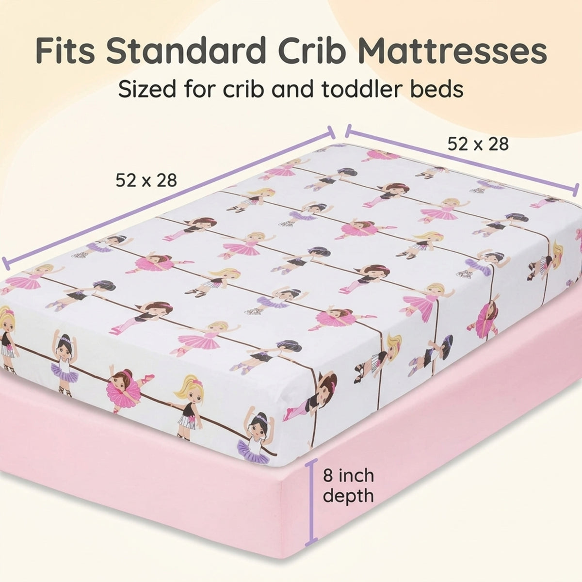 Ballerina/Pink 2-Pack Fitted Girls Crib Sheets