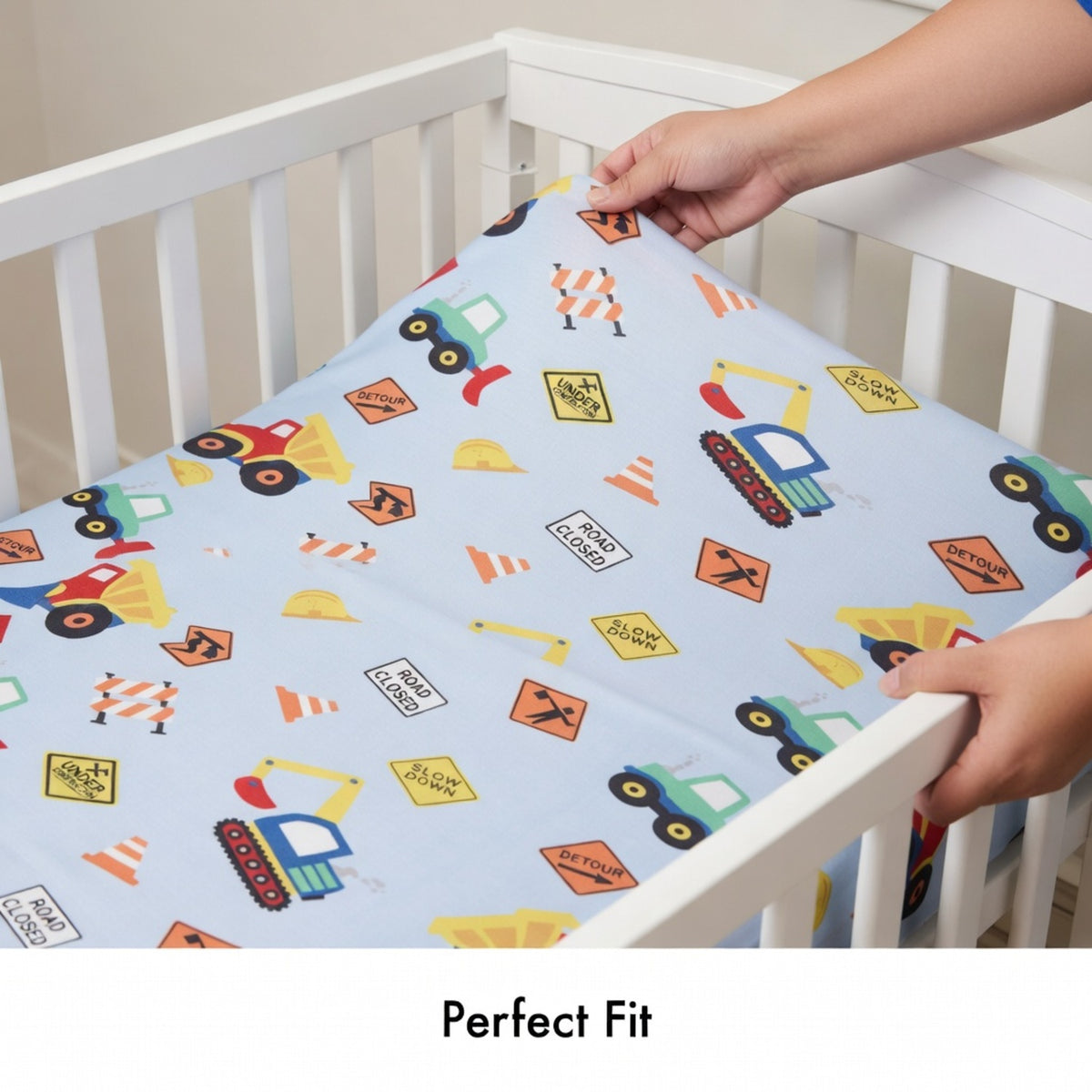 Under Construction Baby Boy Fitted Crib Sheet