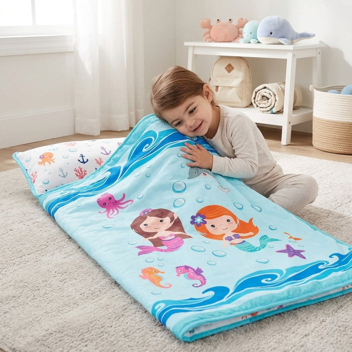 Underwater Mermaids Toddler Nap Mat with Pillow