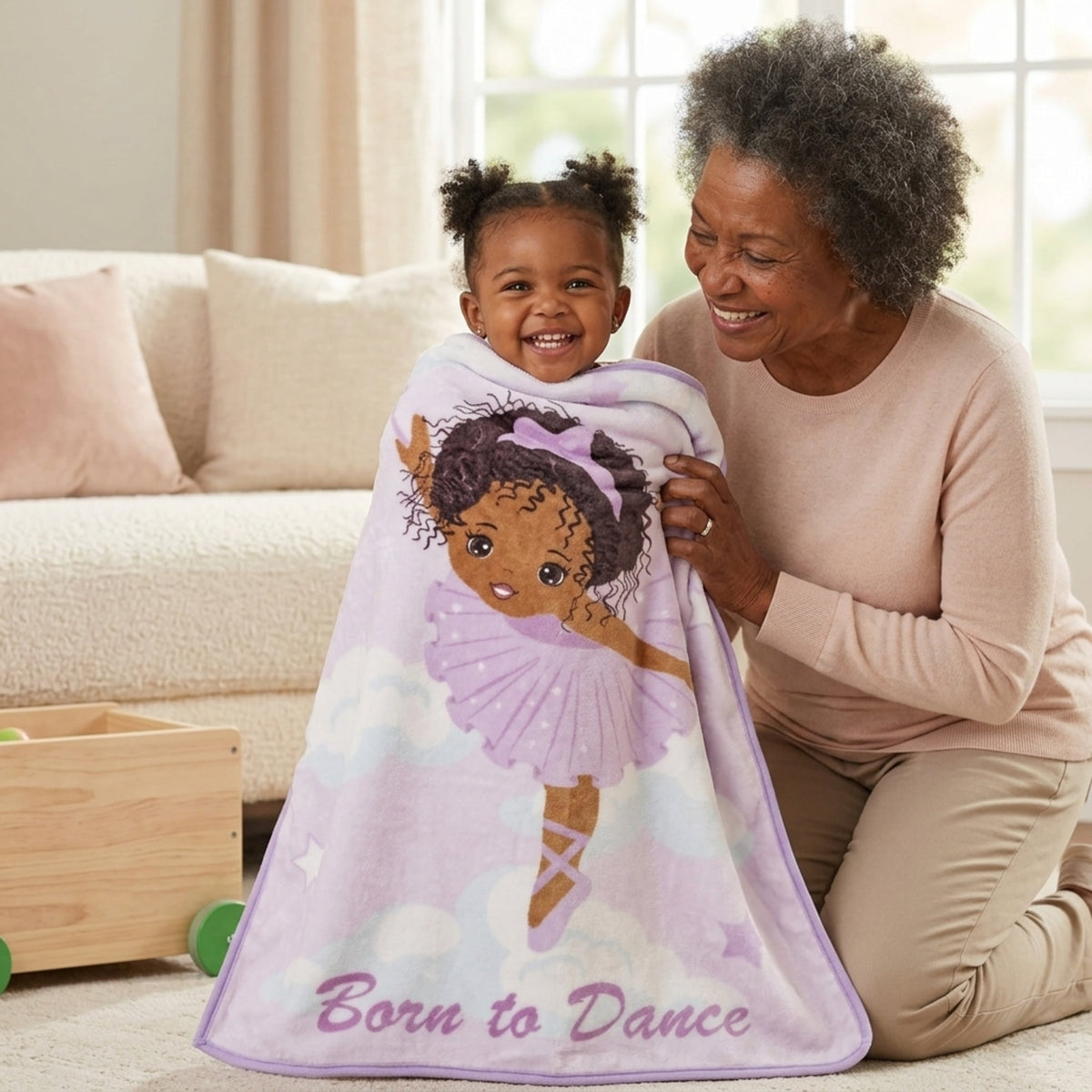 Toddler Throw Blanket - Born to Dance African American Ballerina