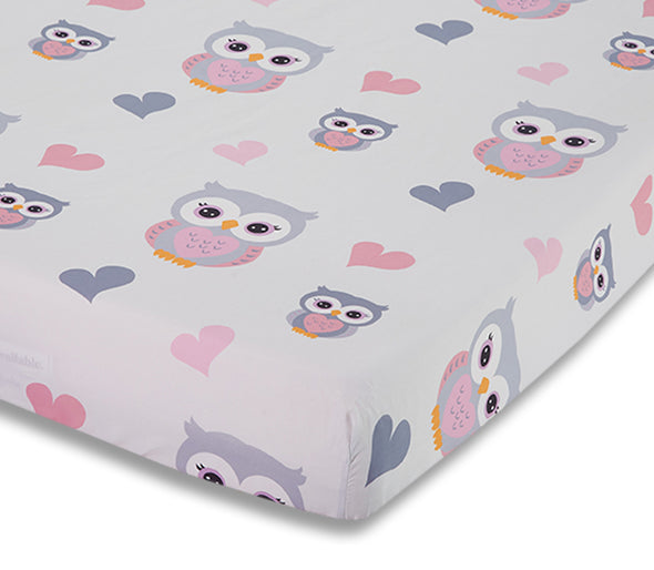 4 Piece Girls Crib Bedding Set - Woodland Owls