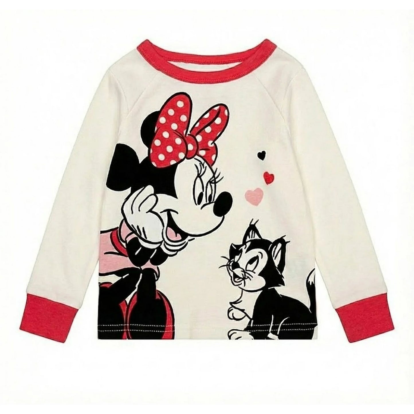 Disney Minnie Mouse and Figaro Toddler Girls 4-Piece Pajama Set – Short and Long Sleeve Character Sleepwear