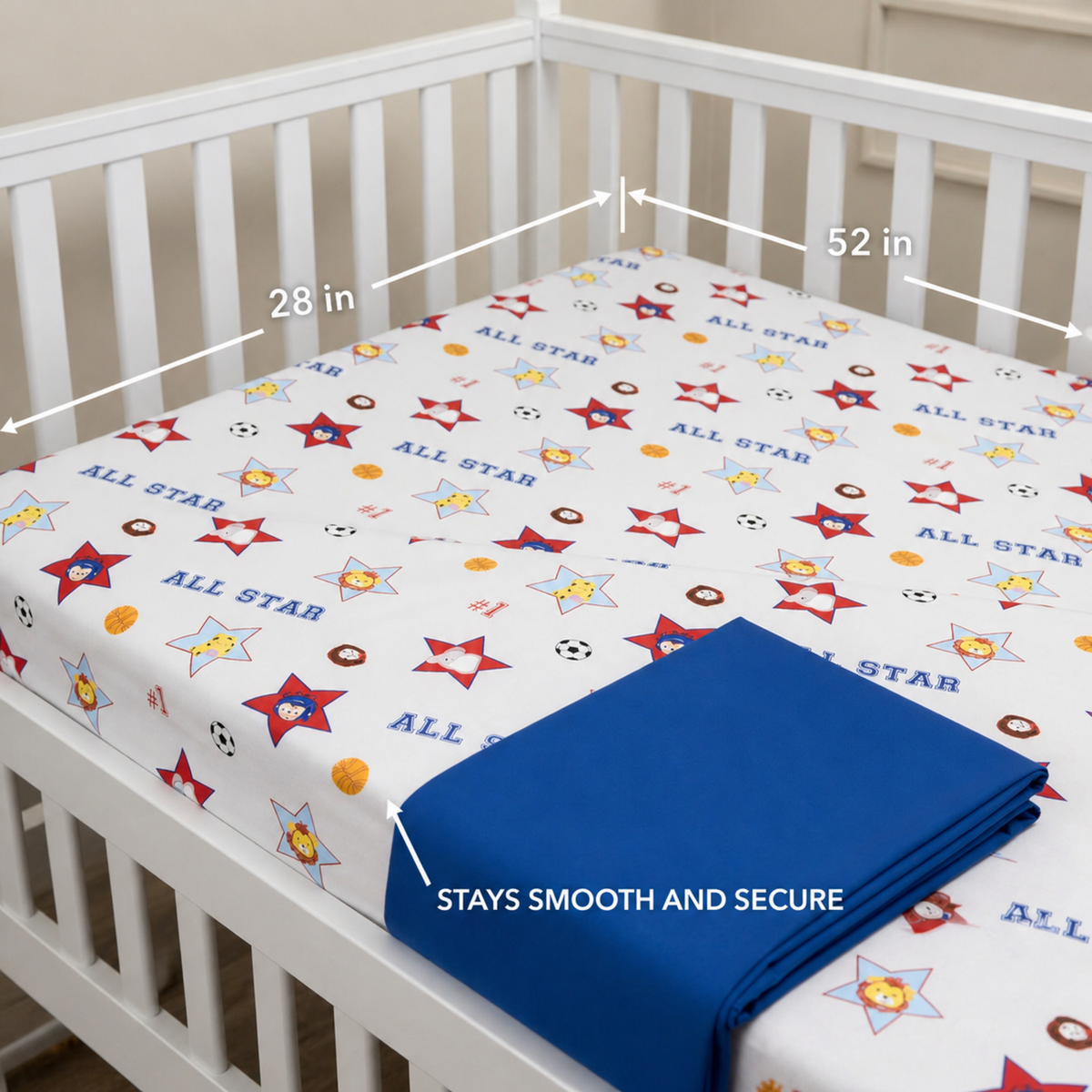 2 Pack Fitted Boys Crib Sheets - Jungle Sports/Blue
