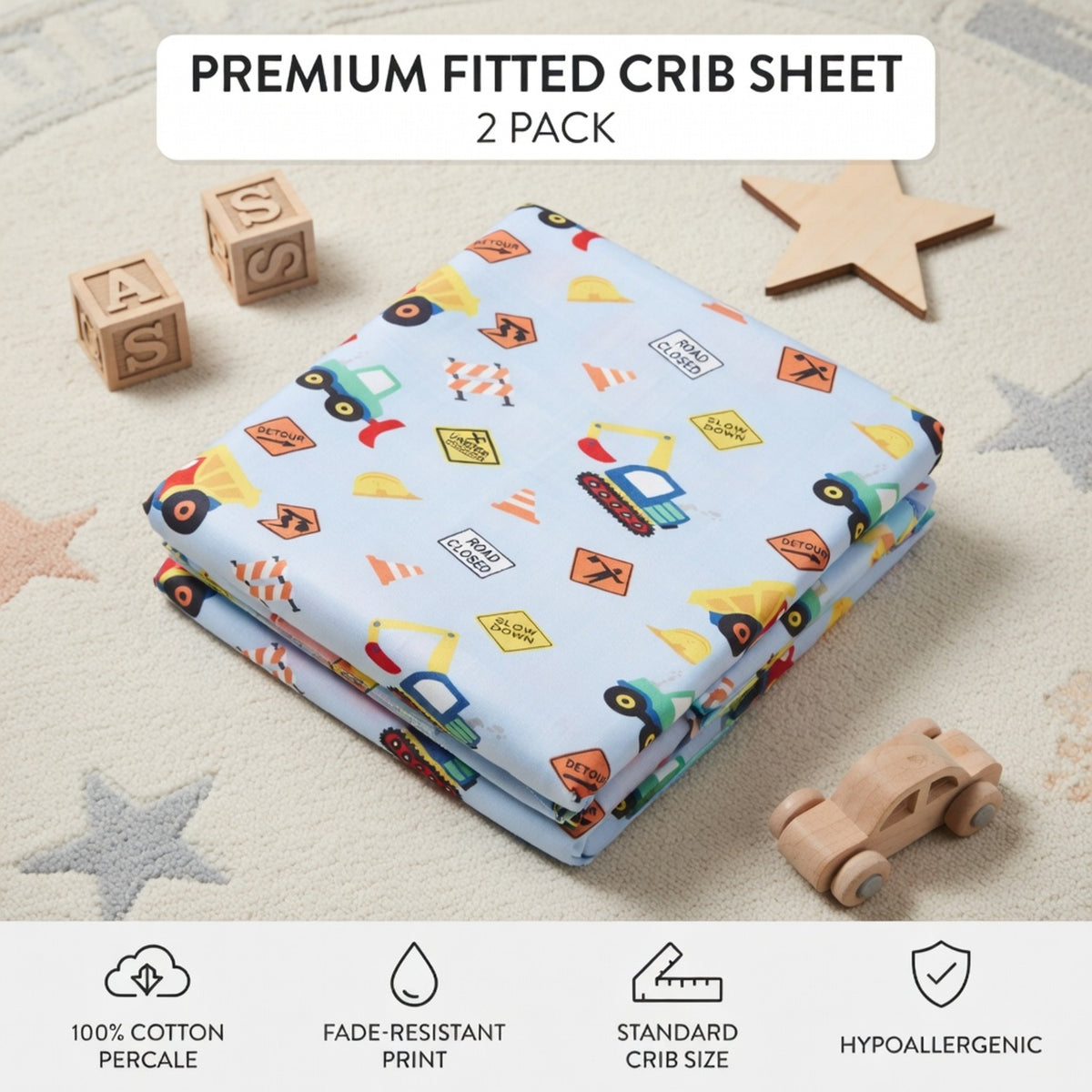 Under Construction Baby Boy Fitted Crib Sheet