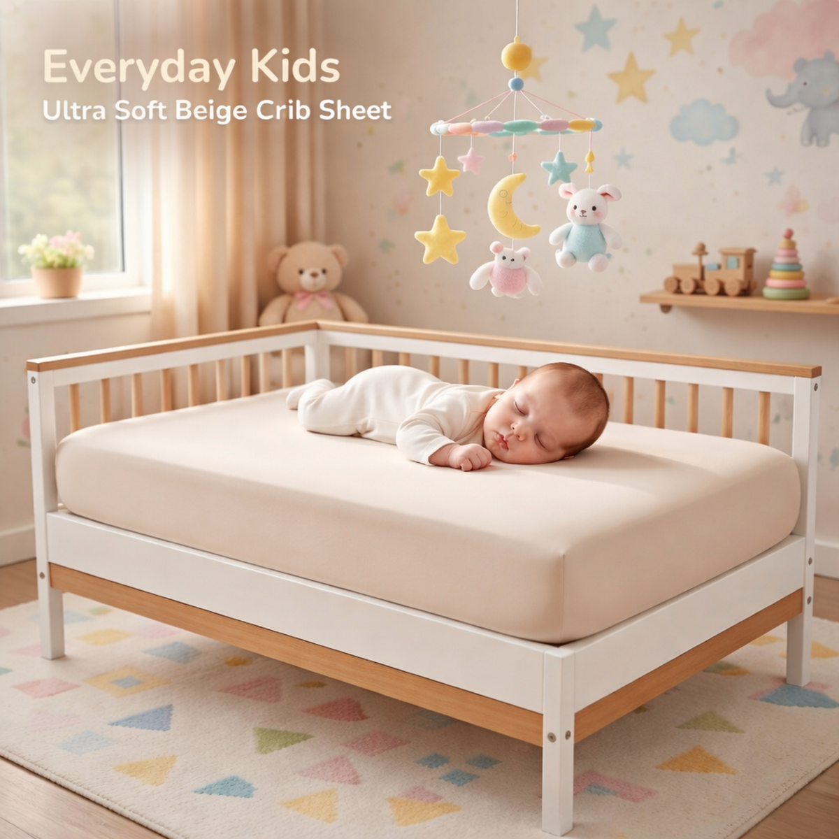 Beige Fitted Crib Sheet