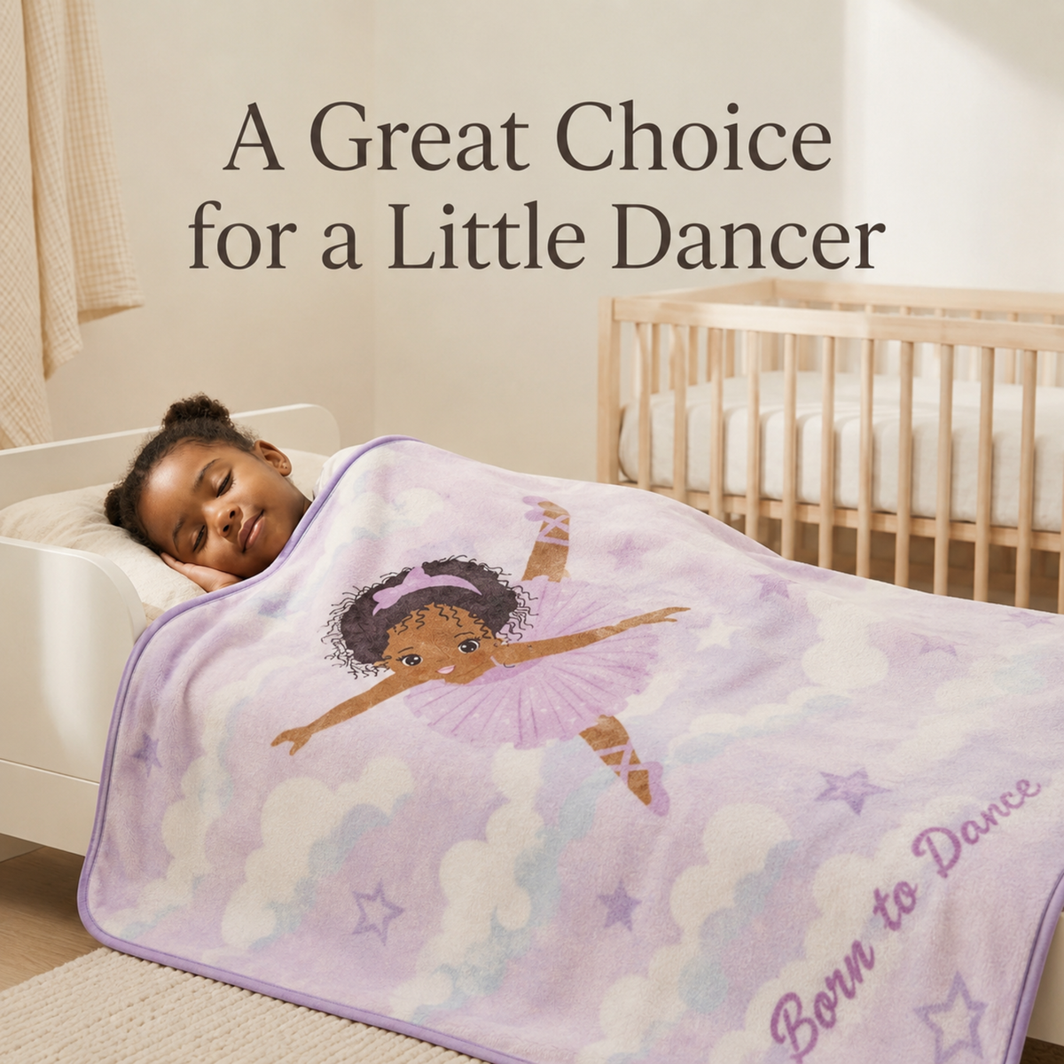 Toddler Throw Blanket - Born to Dance African American Ballerina