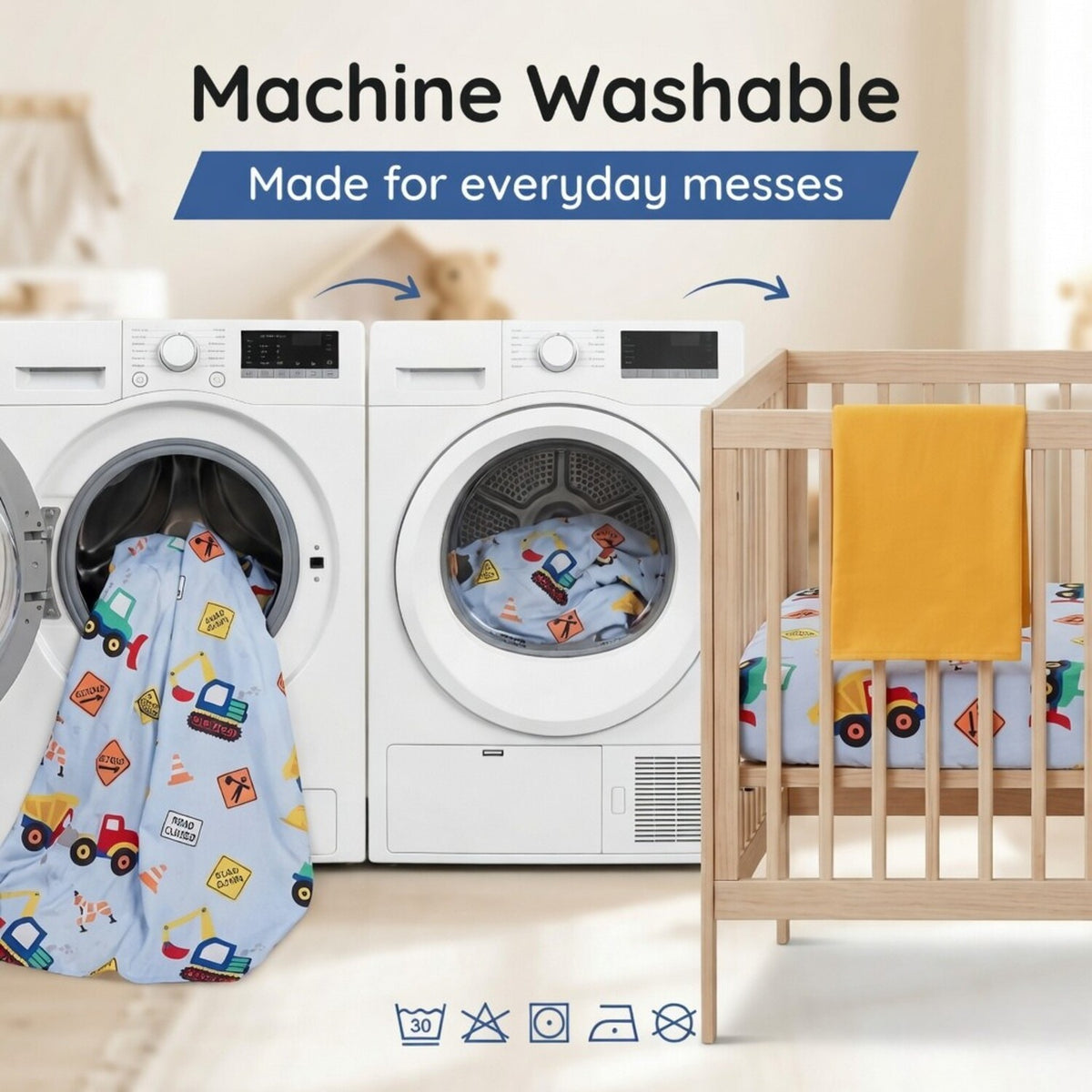 Under Construction 2-Pack Fitted Crib Sheet