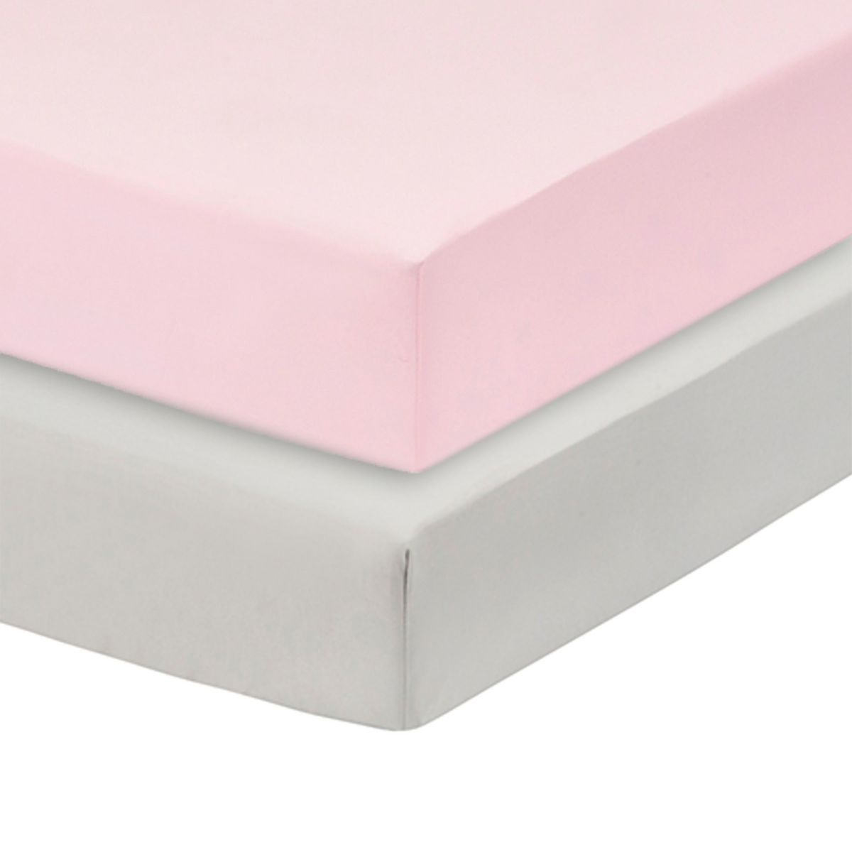 Everyday Kids Solid Fitted Crib Sheet Set, Soft Microfiber Nursery Mattress Sheets, Pink and Grey, 2-Pack