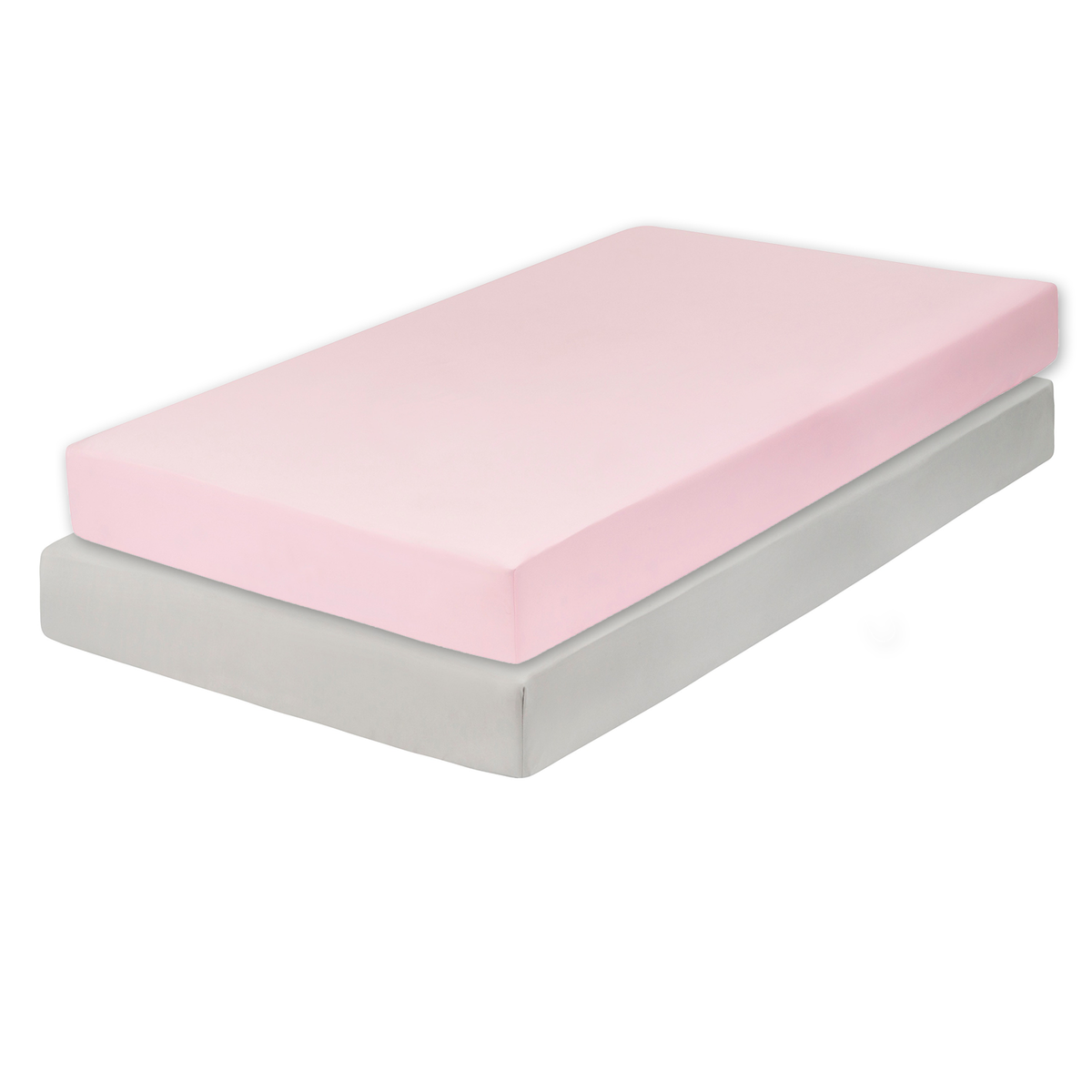 Everyday Kids Solid Fitted Crib Sheet Set, Soft Microfiber Nursery Mattress Sheets, Pink and Grey, 2-Pack