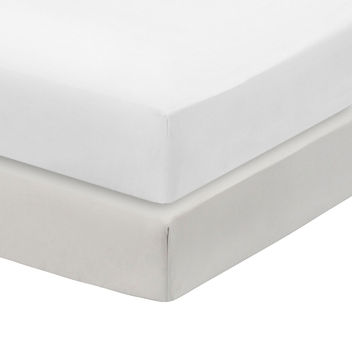 Everyday Kids Solid Fitted Crib Sheet Set, Soft Microfiber Nursery Mattress Sheets, White and Grey, 2-Pack