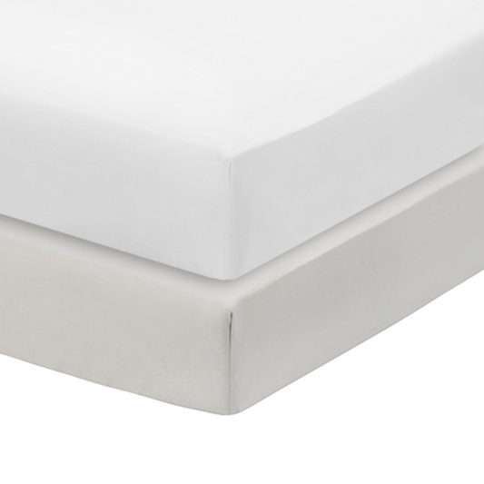 Everyday Kids Solid Fitted Crib Sheet Set, Soft Microfiber Nursery Mattress Sheets, White and Grey, 2-Pack