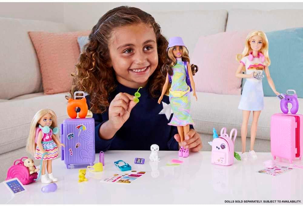 Barbie Travel Chelsea Doll Playset with Backpack, Tablet, Headphones, Puppy, and Accessories