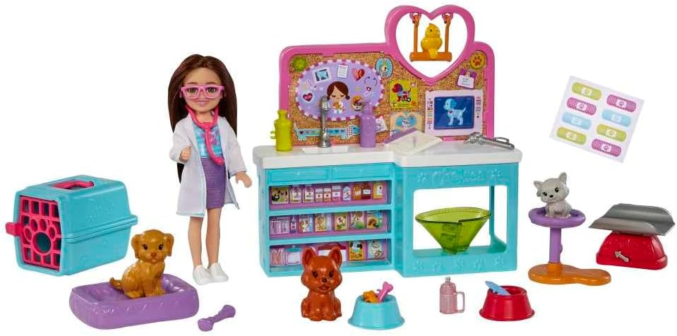 Barbie Chelsea Can Be Veterinarian Playset with Doll, Pets, and Clinic Accessories