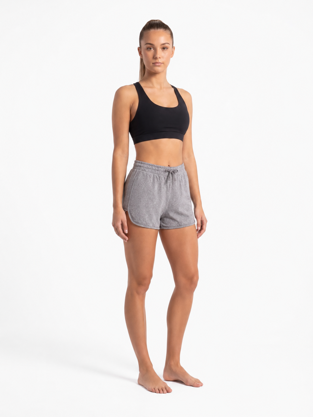 New York Laundry Women's 3-Inch Running Shorts with Drawstring Waistband and Pockets, Heather Grey