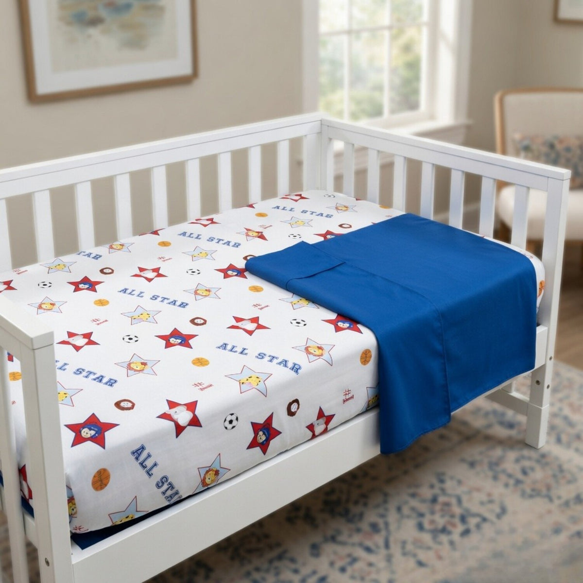 2 Pack Fitted Boys Crib Sheets - Jungle Sports/Blue