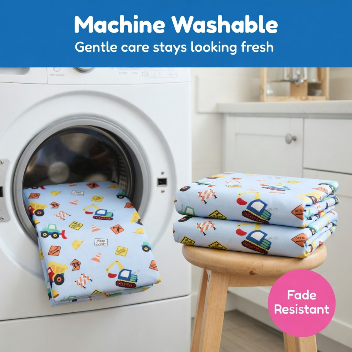 Under Construction Baby Boy Fitted Crib Sheet