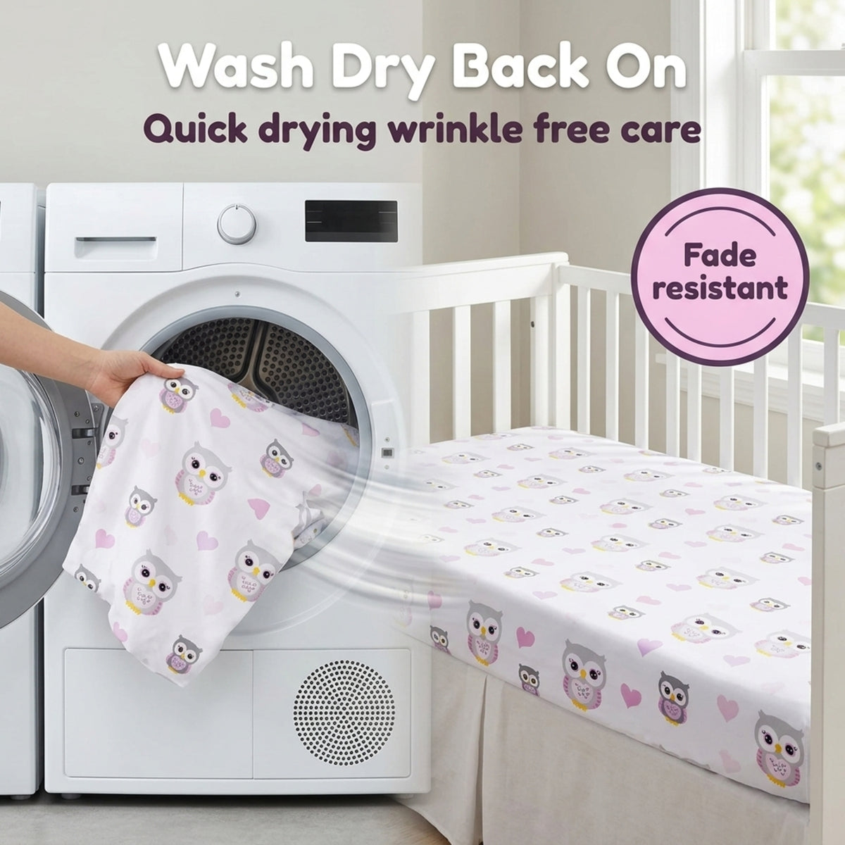 2 Pack Fitted Crib Sheet - Owls/Stars